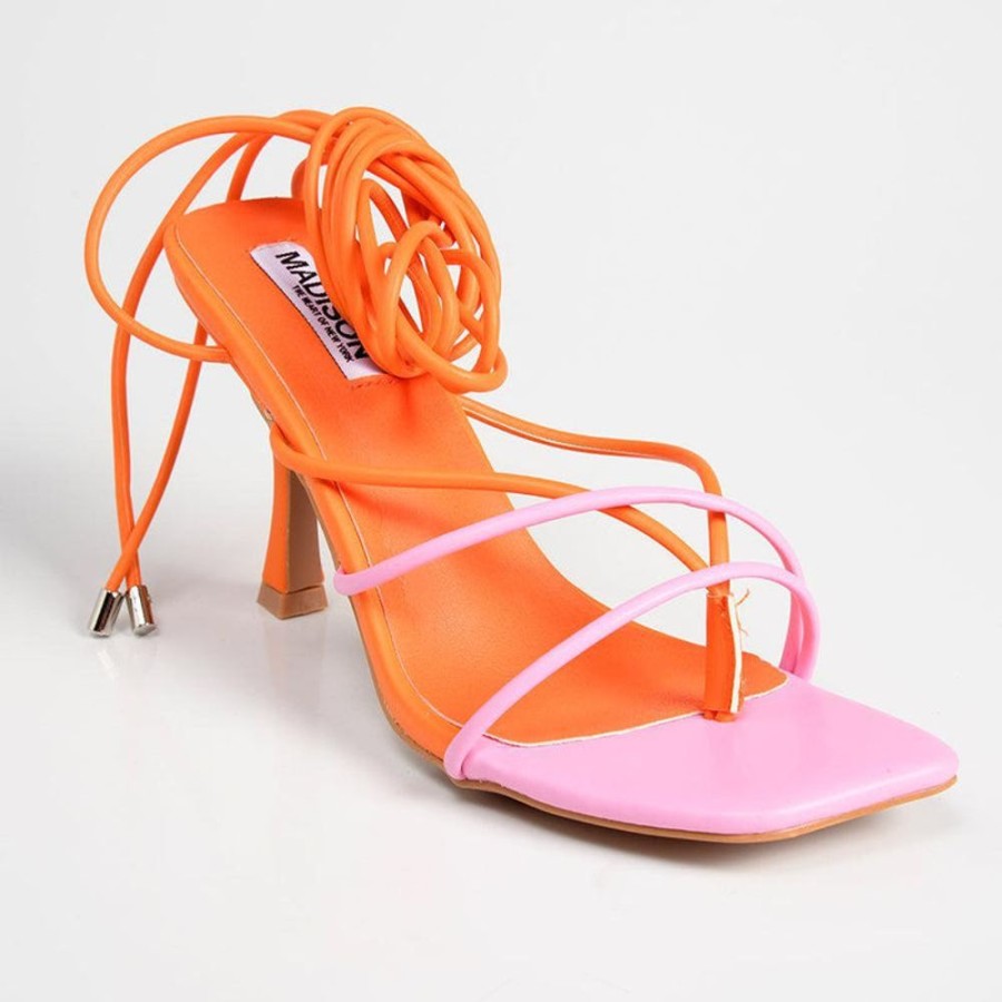 Sandals Madison Heart of New York | Madison Aspen Ankle Wrap Sandal Orange/Pink