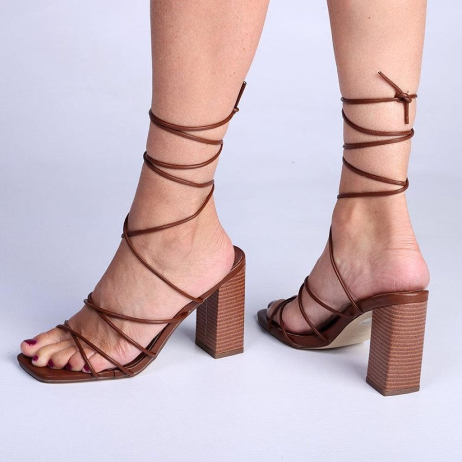 Heels Madison Heart of New York | Madison Ailo Strappy Block Heel Chocolate