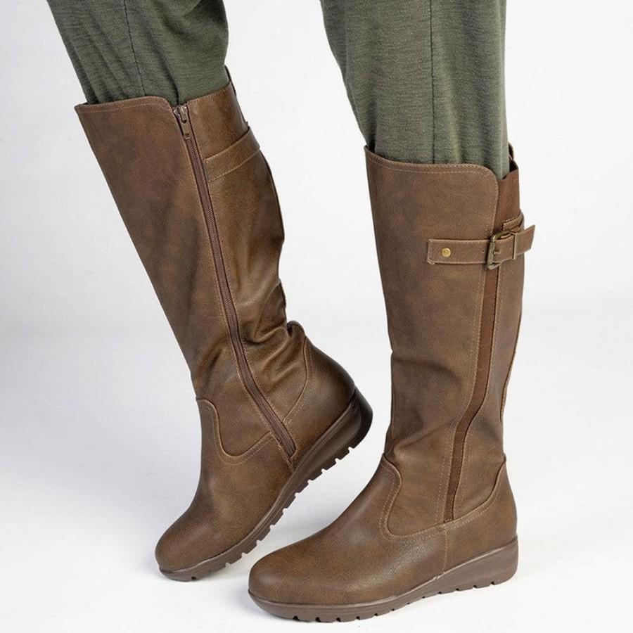 Boots Franco Rossi | Franco Rossi Diana Low Wedge Boot Brown